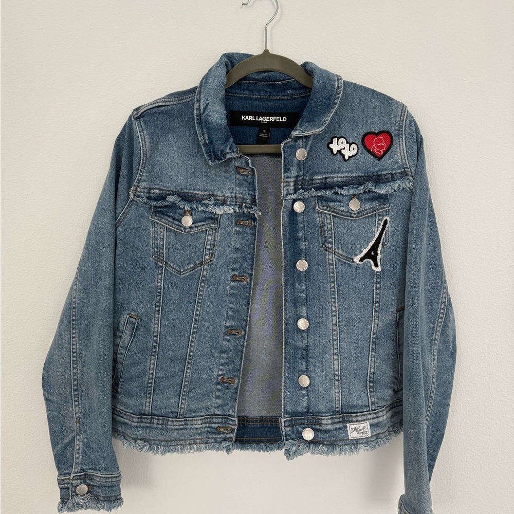 Karl Lagerfeld Blue Denim Jacket with Patches